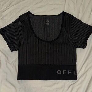 OFFLINE Black Striped Women's Athletic Crop Top